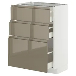 IKEA METOD / MAXIMERA(495.773.16) Шафа, що стоїть з 3 ящиками, білий/Voxtorp Gloss Dark -brown