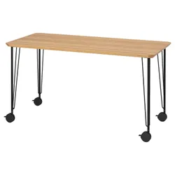 IKEA ANFALLARE / KRILLE(895.099.95) робочий стіл, бамбук/чорний