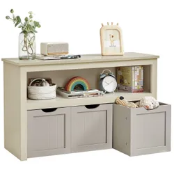 Бежева книжкова шафа для книг іграшок