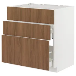 IKEA METOD / MAXIMERA(695.195.18) тумба, раковина + 3 фасади/2 ящики, білий/Тісторп імітація коричневого горіха