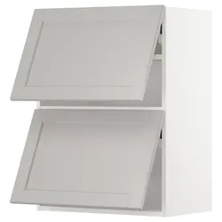 IKEA METOD (293.945.01) горизонтальна шафа 2 дверцята відкриваються сенсорні, білий / Lerhyttan світло-сірий