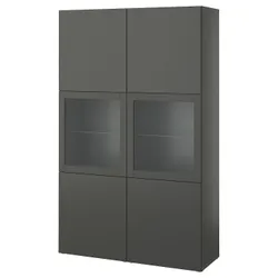 IKEA BESTÅ(895.081.37) полиця/скляні двері, темно-сірий Lappviken/Sindvik темно-сірий