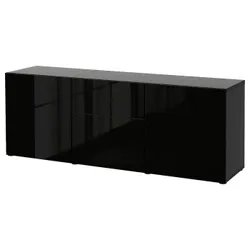 IKEA BESTÅ (994.126.53) поєднання з ящиками, чорно-коричневий / Selsviken глянсовий / чорний