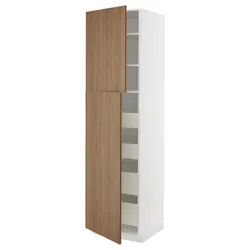 IKEA METOD / MAXIMERA(995.191.83) висока шафа з 2 дверцятами/4 ящиками, білий/Тісторп імітація коричневого горіха