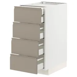 IKEA METOD / MAXIMERA(594.924.54) Шафа з 4 фасадами/2 низькими/3 середніми ящиками, білий/Upplöv матовий темно-бежевий