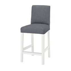 IKEA BERGMUND(893.846.84) Барний стілець зі спинкою, білий/Gunnared середньо-сірий
