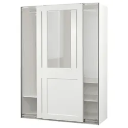 IKEA PAX / GRIMO(195.022.85) шафа з розсувними дверима, білий/прозоре скло біле