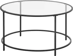 Круглий скляний кавовий столик 84 см