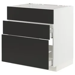 IKEA METOD / MAXIMERA(894.980.20) тумба, раковина + 3 фасади/2 ящики, білий/Nickebo матовий антрацит