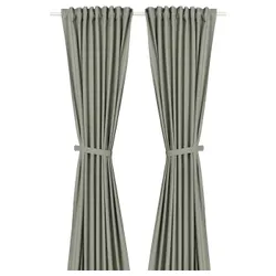 IKEA LENDA(905.591.97) штора з палітуркою, 2 шт., світло-сіро-зелений