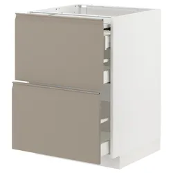 IKEA METOD / MAXIMERA(694.919.15) шафа st з висувною стільницею / 3 шухляди, білий/Upplöv матовий темно-бежевий