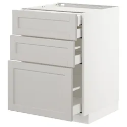 IKEA METOD / MAXIMERA(792.743.13) sz stj 3fr / 2n / wed / w szu, білий / Lerhyttan світло-сірий