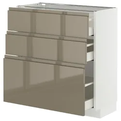 IKEA METOD / MAXIMERA(395.765.05) Шафа, що стоїть з 3 ящиками, білий/Voxtorp Gloss Dark -brown