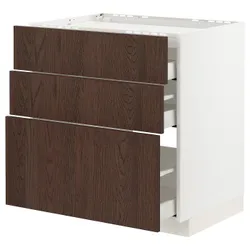 IKEA METOD / MAXIMERA(994.043.42) плоске ліжко / 3 ліжка / 3 ящика, білий / Сінарп коричневий