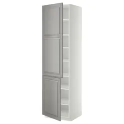 IKEA METOD(294.659.61) висока шафа з полицями / 2 двер, білий/Bodbyn сірий