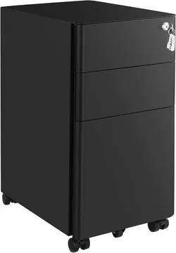 SONGMICS Cassettiera da Ufficio, Mobiletto per Documenti con Rotelle e Serratura, Corpo Preassemblato, per A4, Format Legale e di