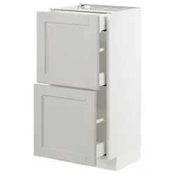 IKEA METOD / MAXIMERA(692.742.57) 2-дверний / 3-місний, білий / Lerhyttan світло-сірий