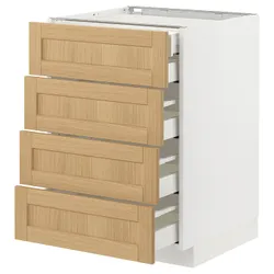 IKEA METOD / MAXIMERA(695.091.28) Шафа з 4 фасадами/2 низькими/3 середніми ящиками, білий/Дуб Форсбака