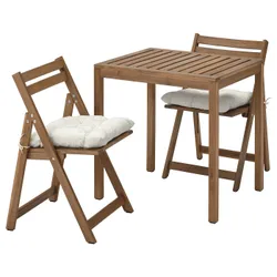 IKEA NÄMMARÖ(995.752.54) садовий стіл і 2 розкладні стільці, світло -коричневий/куддарна світло -сірий -рог