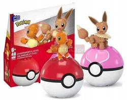 Блоки Mega Construx 40 шт. Покемони Чармандер та Іві + 2 покеболи JCR81