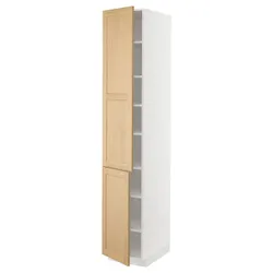 IKEA METOD(695.094.11) висока шафа з полицями/2 дверцята, білий/Дуб Форсбака