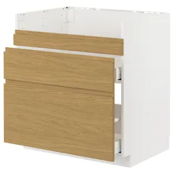 IKEA METOD / MAXIMERA(295.384.44) HAVSEN шафа під раковину/3 фасади/2 ящики, білий/імітація Воксторпа дуб