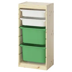 IKEA TROFAST(595.752.08) Полиця з контейнерами, світло -біла/яскраво -зелена забарвлена ​​сосна