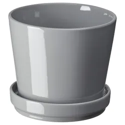 IKEA CITRUSFRUKT (505.084.35) квітковий горщик з підставкою, всередину / назовні сірий