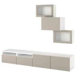 IKEA BESTÅ(294.365.15) комбінація для телевізора / скляні двері, білий Sindvik / Lappviken світло-сіро-бежевий