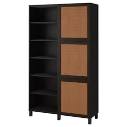 IKEA BESTÅ(394.216.98) поєднання з дверима, чорно-коричневий Studsviken/темно-коричневий плетений тополь