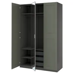 IKEA PAX / KAMMARTORP/GRIMO(895.792.62) Комбінація гардеробу, темно -сірий/сірий -зелений дзеркало