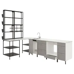 IKEA ENHET (793.380.65) кутова кухня, антрацит / сіра рама