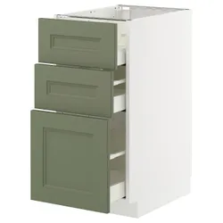 IKEA METOD / MAXIMERA(895.177.97) Шафа, що стоїть з 3 ящиками, Biały/axstad gria -green