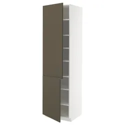 IKEA METOD(895.582.31) висока шафа з полицями/2 дверцята, білий/Хавсторп коричнево-бежевий