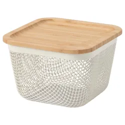 IKEA IKEA 365+(195.808.72) Харчовий кошик з кришкою, квадратний металевий/білий бамбук