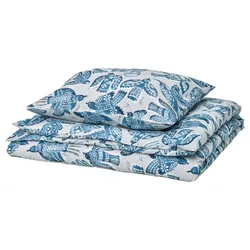 IKEA BITTERSÖTA(706.209.83) підодіяльник і наволочка, світло-сірий/блакитний