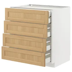 IKEA METOD / MAXIMERA(095.091.31) Шафа з підлогою з 4 фасадами/2 низькими/3 середніми ящиками, білий/Дуб Форсбака