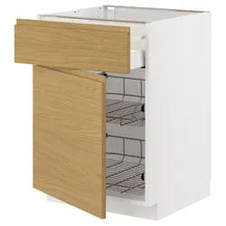 IKEA METOD / MAXIMERA(695.380.60) підлогова шафа/дверний кошик/ящик/двері, білий/імітація Voxtorpа дуб
