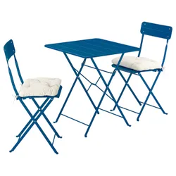 IKEA SUNDSÖ(695.732.56) стіл і 2 розкладні стільці, Зовнішній темно -синій/темно -синій яскраво -сірий -рой