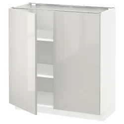 IKEA METOD(494.574.27) stj шафа / полиці / 2 двер, білий / Ringhult світло-сірий