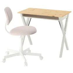 IKEA BOLLPOJKE / BLECKBERGET(896.221.33) стіл і стілець, білий/помаранчево-коричневий