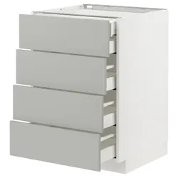 IKEA METOD / MAXIMERA(895.385.49) Шафа з 4 фасадами/2 низькими/3 середніми ящиками, білий/Хавсторп світло-сірий