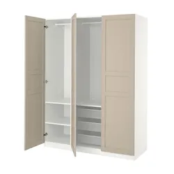 IKEA PAX / FLISBERGET(995.006.78) Комбінація гардеробу, білий/легкий бежевий