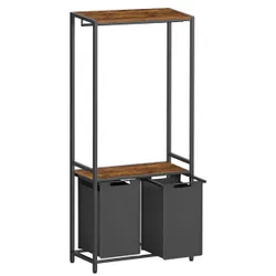 Кошик для прання з 2 камерами та 2 полицями з рейкою з одягом для горища