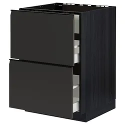 IKEA METOD / MAXIMERA(094.953.13) шафа для варильної панелі/витяжки з висувним ящиком, чорний/Upplöv матовий антрацит