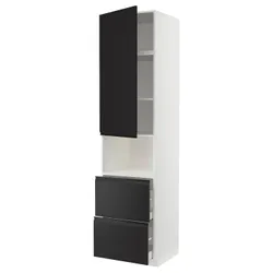 IKEA METOD / MAXIMERA(194.929.03) висока шафа для мікрохвильової печі з дверцятами та 2 ящиками, білий/Upplöv матовий антрацит
