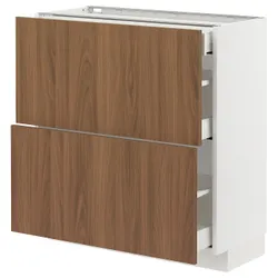IKEA METOD / MAXIMERA(495.197.17) Шафа з 2 фасадами/3 ящиками, білий/Тісторп імітація коричневого горіха