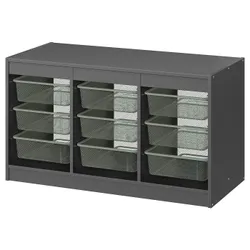 IKEA TROFAST(695.151.10) полиця з контейнерами, сірий/світло-зелено-сірий