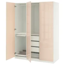 IKEA PAX / FARDAL(195.967.50) Комбінація гардеробу, білий/легкий -orange глос
