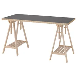 IKEA LAGKAPTEN / MITTBACK(495.853.78) стіл, сірий/імітаційний дерев’яний береза